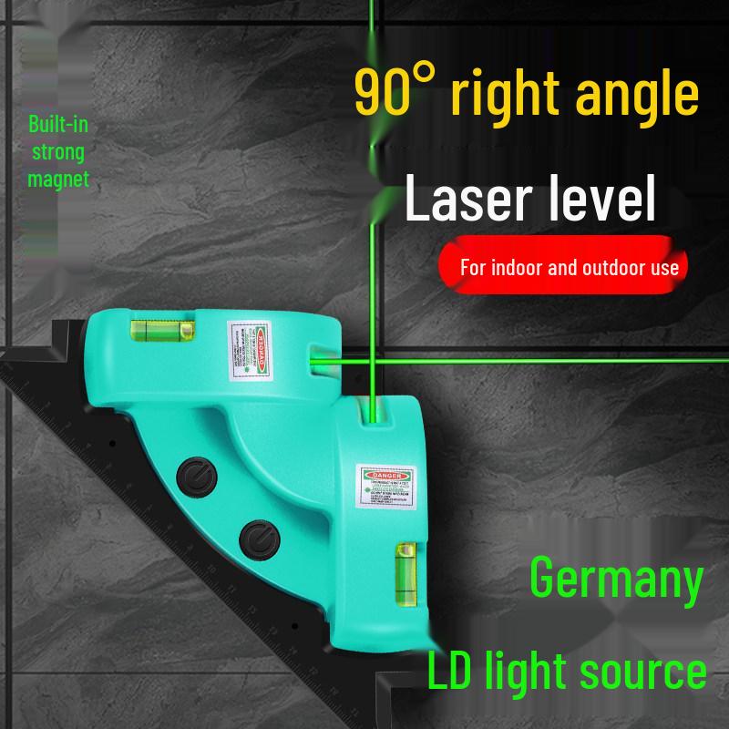 High-Brightness Green Laser Level: 90-Degree Right Angle, Infrared Positioning for Tile, Curtain, and Cloth Cutting - No Line Drawing Needed