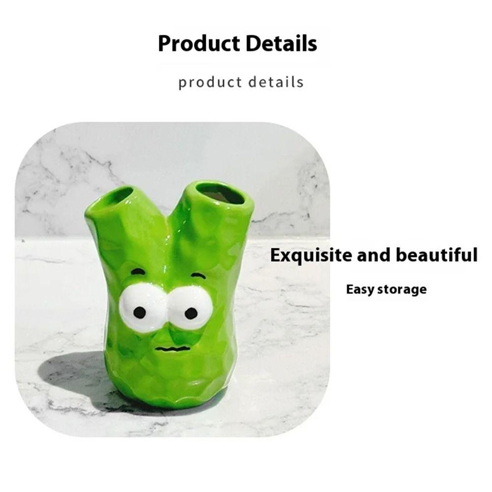Creative Ceramic Toothbrush Holder Scallion Shape Makeup Brush Shelf  Home Decor