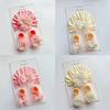 Flower Baby Turban Cap Socks Set Lace Bowknot Newborn Indian Hat Solid Cotton Kids Boat Sock Children Headwear Hair Accessories