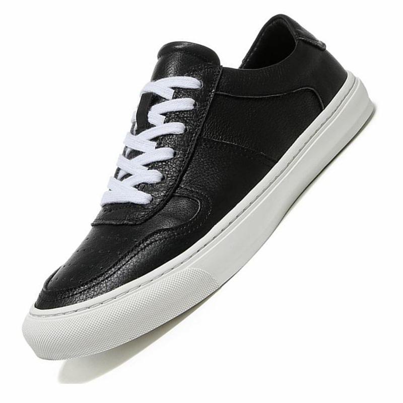 

Первый слой коровьей кожи, повседневные кеды, белые туфли, весенне-летняя универсальная спортивная и досуговая мода 45 чёрный