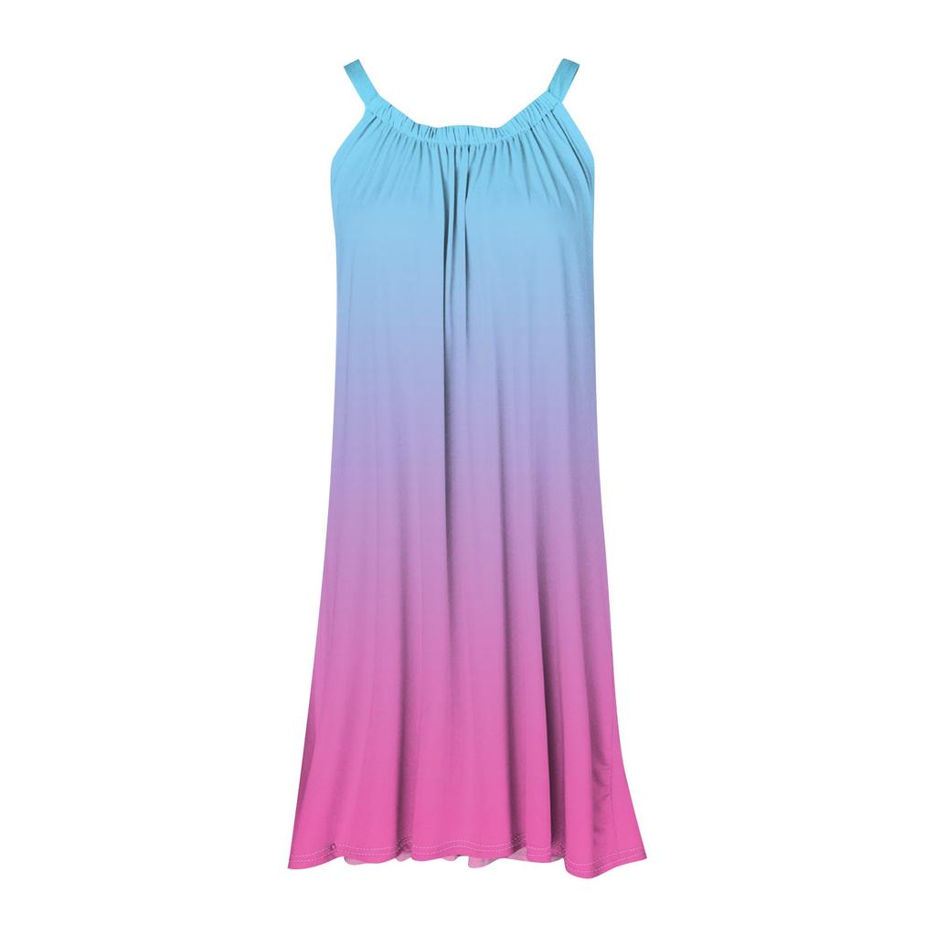 Women's Fashion Summer Beach Casual Print Sleeveless Cute Sling Dress