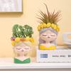 Charming Girl & Fruit Harvest Mini Planter, Cute Decorative Flower Pot for Succulents & Small Indoor Plants for Desk Decor