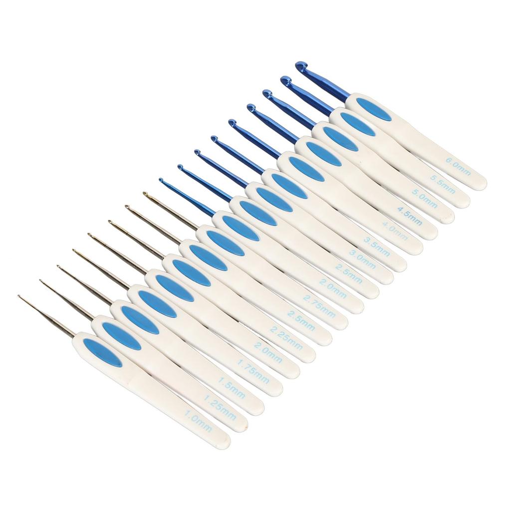 17 ks Sada háčků na háčkování Hliníkové ergonomické háčky na háčkování s pouzdrem DIY Nástroje pro ruční pletení umění pro