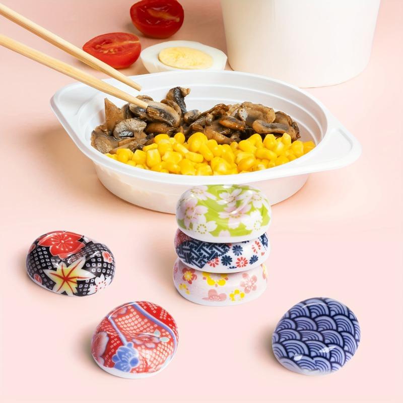 6PCS Floral Ceramic Chopstick Holder Suitable for Tableware and Decoration with Bright Floral Patternsperfect for Kitchen or Dining Table Accessories