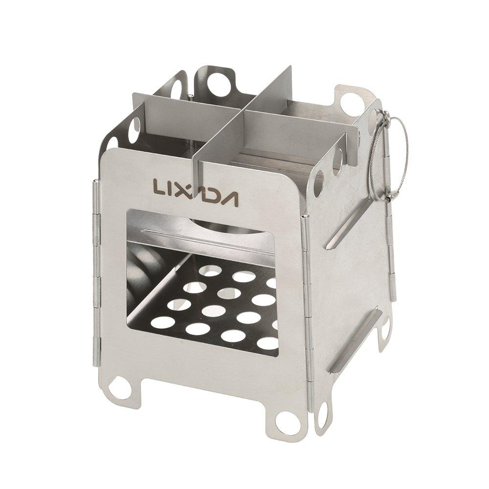 

Lixada BBQ Stove, Camping Stove, Stainless Steel, Wood-Fired Stove, No Fuel Required, Easy Assembly, Lightweight, Foldable, Storage Bag, for Outdoor C