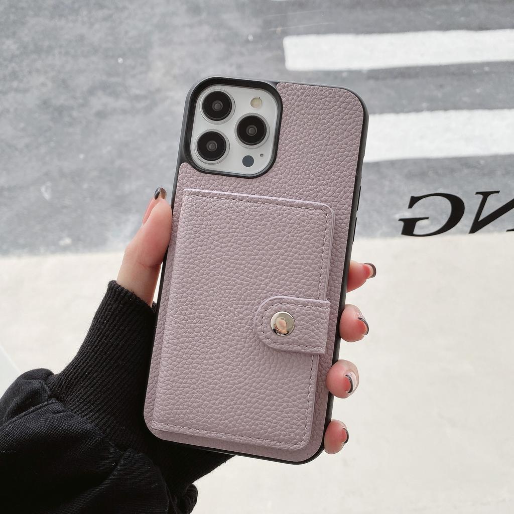 Applicable To Apple 14promax Mobile Phone Case iPhone13 Pro Lychee Pattern Left and Right Open Card Mobile Phone Case 12 Tide