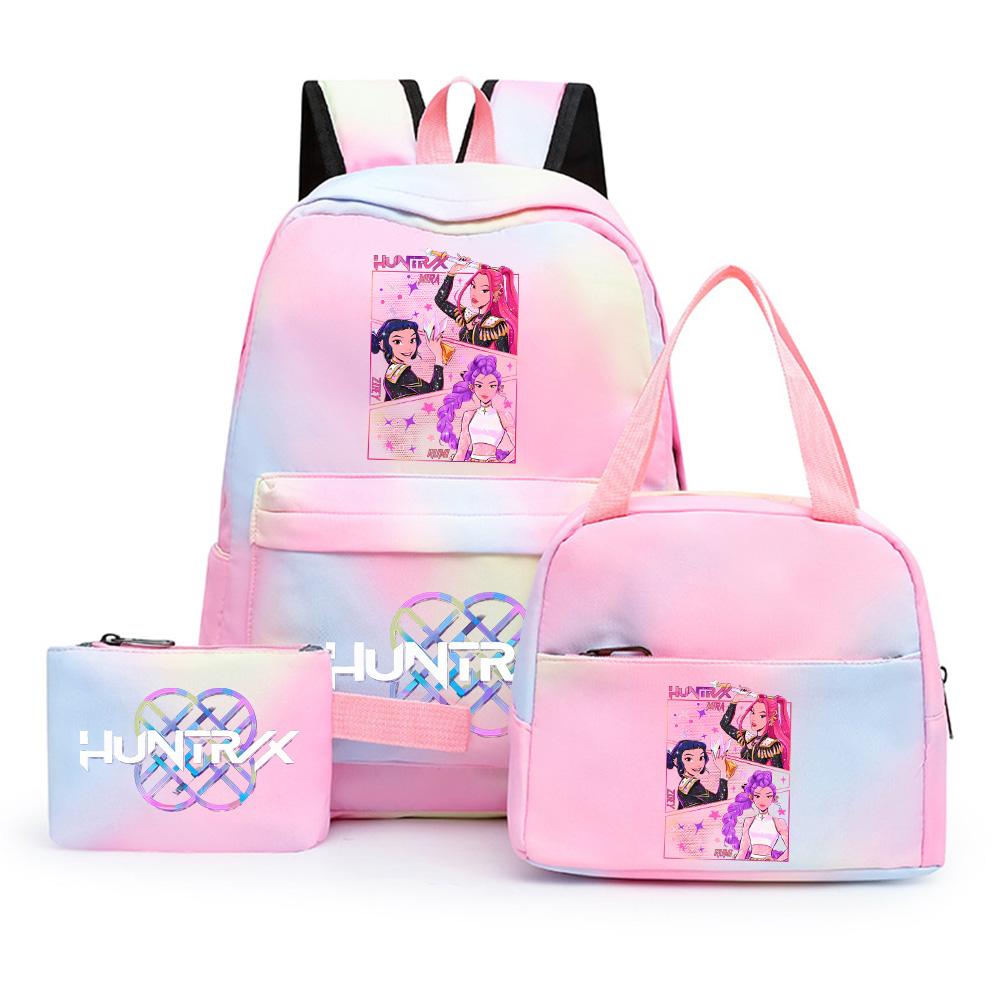 3Pcs/set Anime Demon Hunters Printed Backpack with Shoulder Bag Pengcil Case for Teenager Large Capacity Waterproof Bookbag Back To School Gift