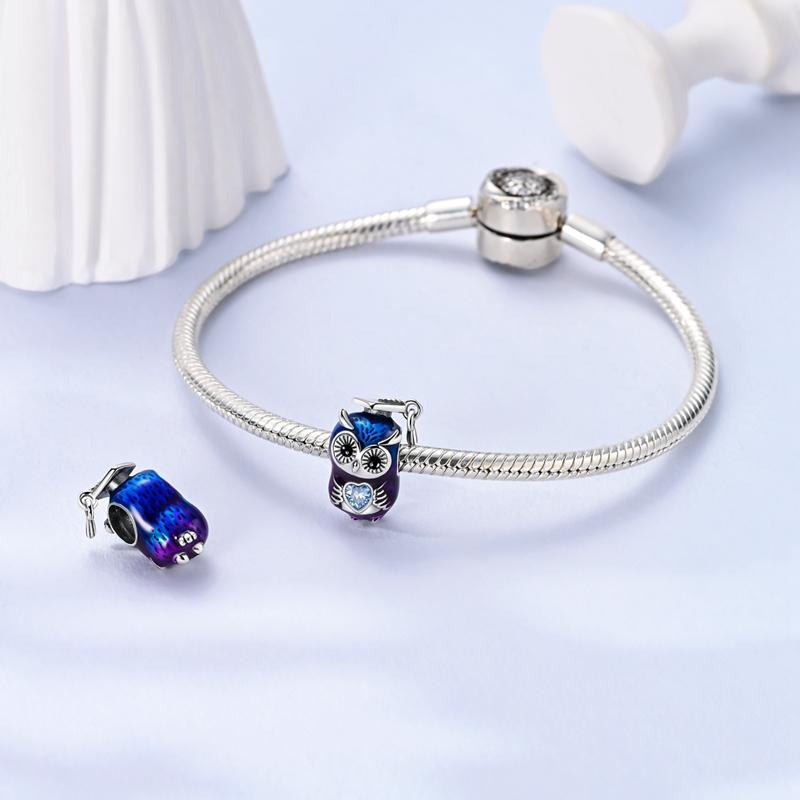 Charms Copperplated Bachelor'S Cap Owl Heart-Shaped Beads Fit Charms Original Bracelet Beads Women Jewellery Making Diy