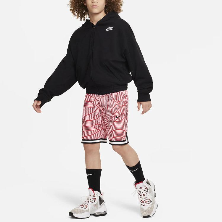 Nike Dri-FIT DNA Logo Embroidered All-Over Print Color Block Basketball Shorts Kids shorts University-Red FD4008-657