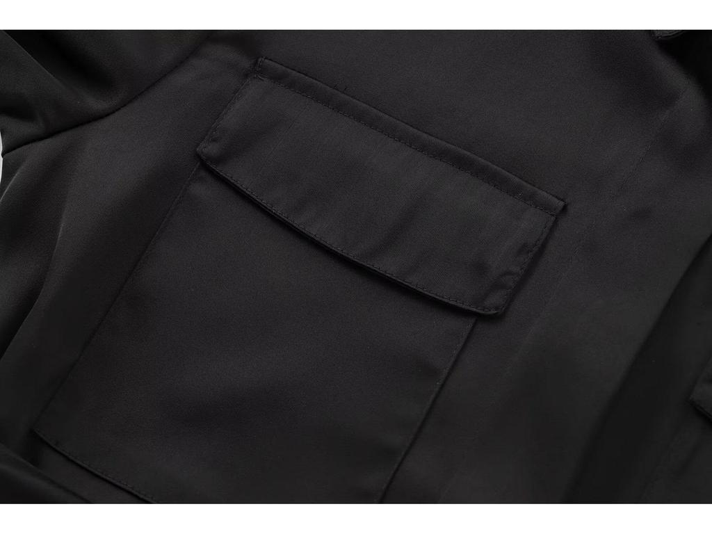 2025 Women's European & American Temperament Long Sleeve Shirt Dress with Pocket Detail
