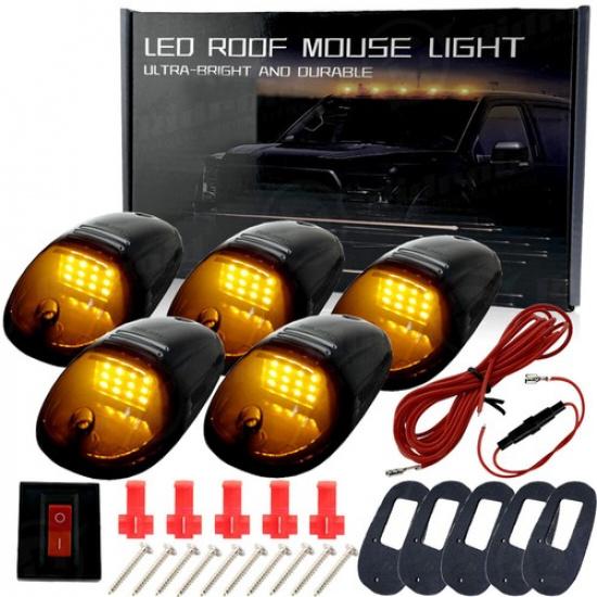 5x Smoked Lens LED Rooftop Cab Running Marker Light for Dodge RAM 1500 2500 3500