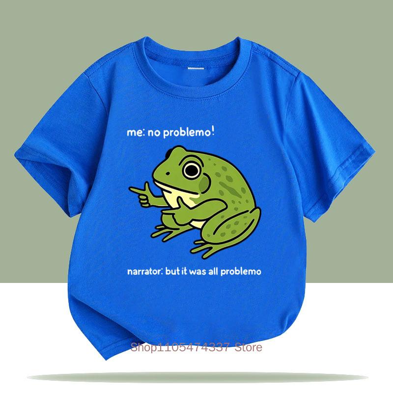 No Problemo Frog Print Tshirts For Girls Boys Summer Children Casual Funny Cute Colorful Tops Kids Oneck Short Sleeve Tees