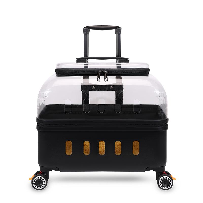 Dog Cat Transparent Bubble Carrier Airline Approved Hard Shell Portable Rolling Luggage Travel Case Dog Stroller Dog Car