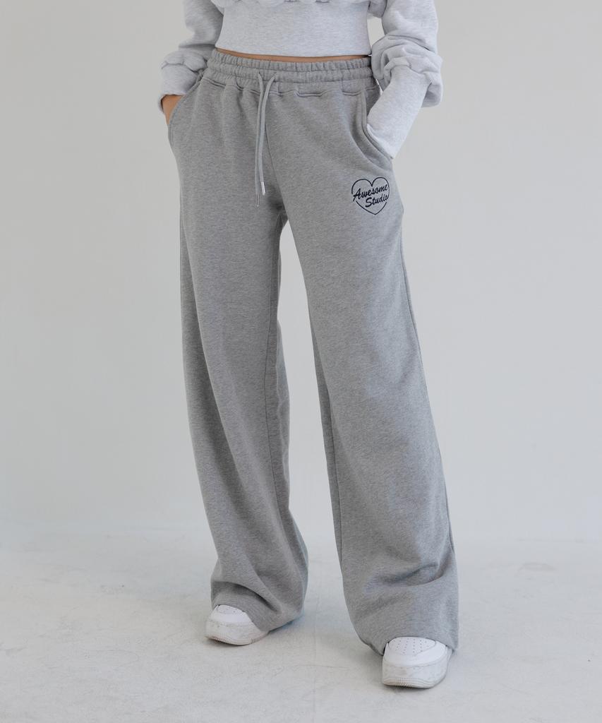 AWESOME STUDIO Low-Waist Wide Sweatpants Melange Grey
