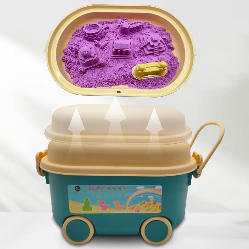 La Gacela Indoor Sandbox Set, 3.0 kg of Sand and Clay, Includes Molds of Marine Animals, Dinosaurs, Castles, and More, Storage Box, Folding Pool, and