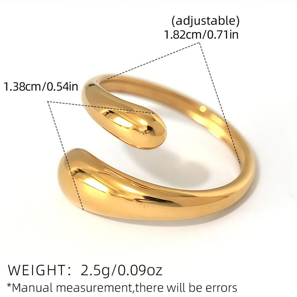 Stainless Steel Geometric Open Ring – European & American Design