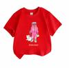 Kids Unisex 100% Cotton Crew Neck Short Sleeve T-Shirt, Cute Cartoon Bear in Pink Tracksuit with Pet Dog Print Casual Soft Tee for Boys Girls Daily We