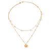 Layered Pearl Necklace With Heart Pendant Titanium Steel Choker For Women Elegant Collarbone Chain