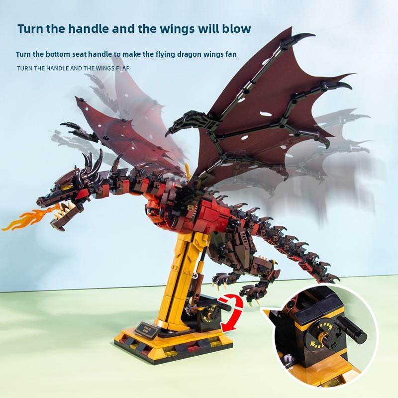 Smaug Assembly Dragon Building Block Toys Model Ornament With Movable Wings