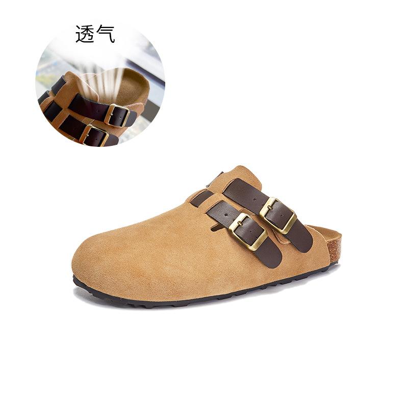 Leather Bag Head Slippers Women's Summer 2025 New Wear Flat Bottom Half Drag Casual Versatile Sandals Fashion Women's Shoes