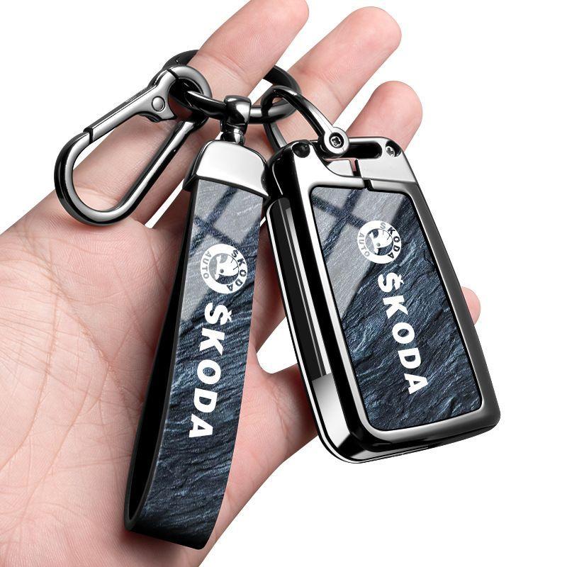Pouzdro na klíčenku dálkového ovladače auta ze slitiny zinku Pro Skoda Octivia Superb Fabia 1 2 Octavia a7 RS Superb Rapid Yeti Karoq Vision