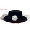 French Elegant Camellia Veil Hat Retro British Velvet Flat Hats Dinner Party Headwear Bride Wedding Hair Accessories