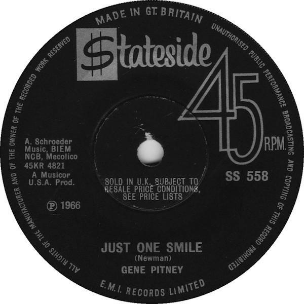 

7inch Record GENE PITNEY - Just One Smile SS558 Stateside 1966 UK Pop Used
