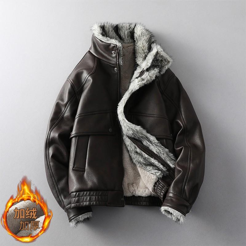 Mens Real Leather Biker Jacket With
