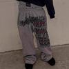 FlowStreet Retro Double Waist Design Casual Street Men Pants Hip-hop Gothic Harajuku Loose Pants Y2K Letter Pattern Sports Pants 4XL