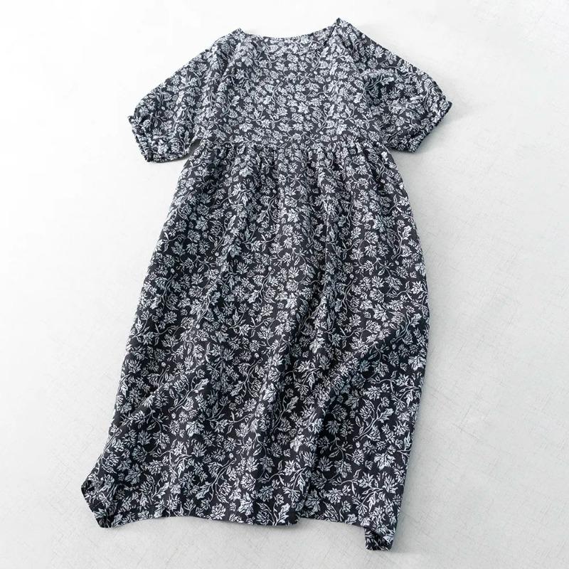 

Женское летнее черное платье с цветочным принтом, повседневное, с коротким рукавом, расклешенное M чёрный