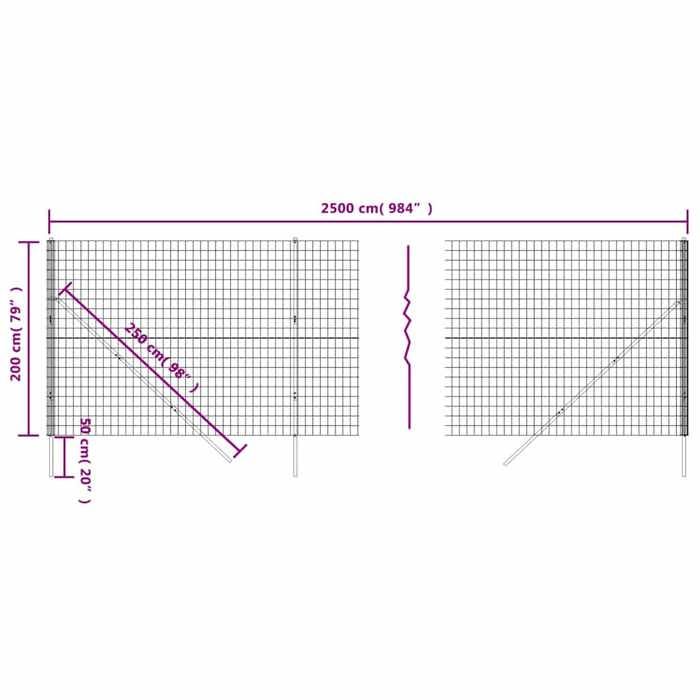 VidaXL Clôture en Treillis Métallique, Panneau de Clôture Décoratif, Barrière de Protection Jardin Patio Extérieur, 154222