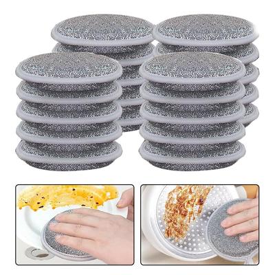 1/2/4Pcs Double-side Silver Wire Dishwashing Sponges Highly Absorbent Kitchen Clean Pot Rust Stain Sponge Cleaning Brush Tools