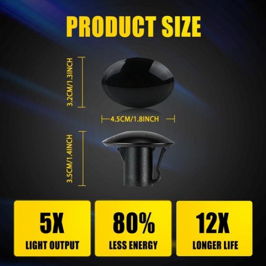 2PCS LED Side Signal Marker Light Dynamic For Amber 2007- Fiat 500 Pop Sport