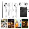 Folding Picnic Tableware Set Flatware Stainless Steel 304 Stainless Steel Spoon With Packaging Bag For Outdoors Picnic Travel