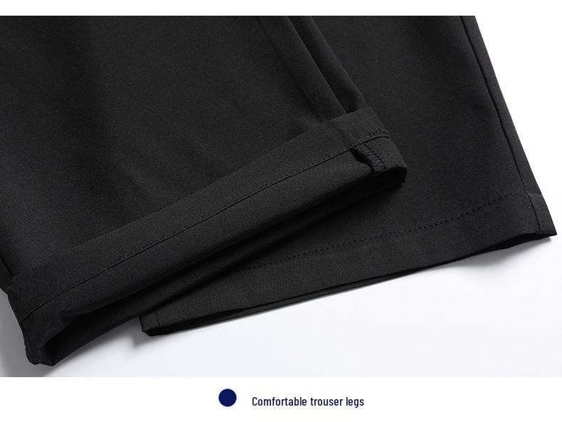 Romon Men's Ice Silk Elastic Summer Pants - Middle-aged Casual Loose Straight Leg Design