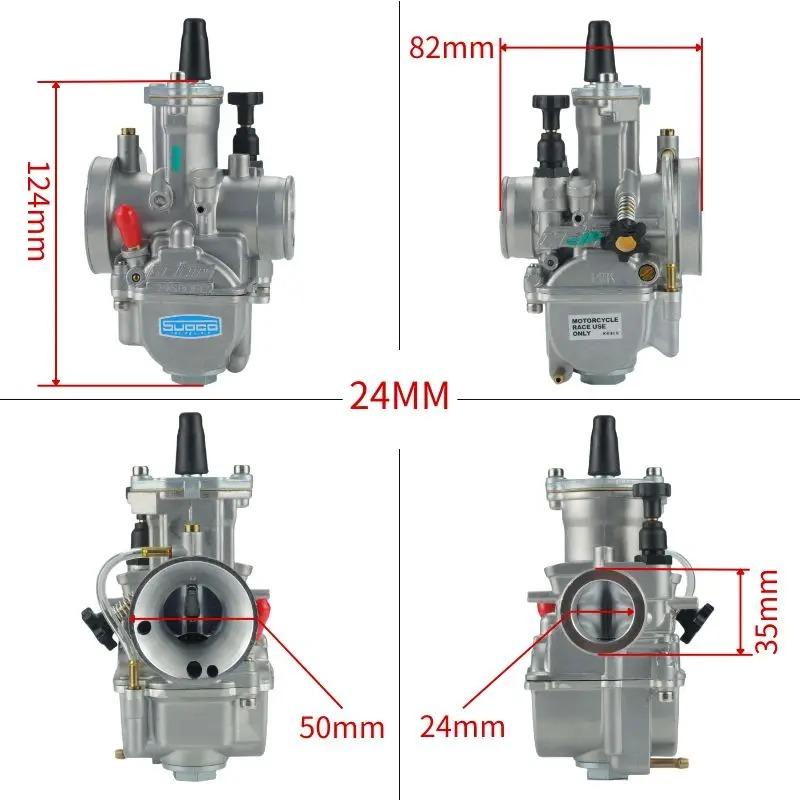 

For Keihin KOSO PWK 24 26 28 30 32 34mm 2T 4T 50-250cc With Free Jet Motorcycle Carburetor ATV Quad Go Kart Dirt Bike Scooter 24mm