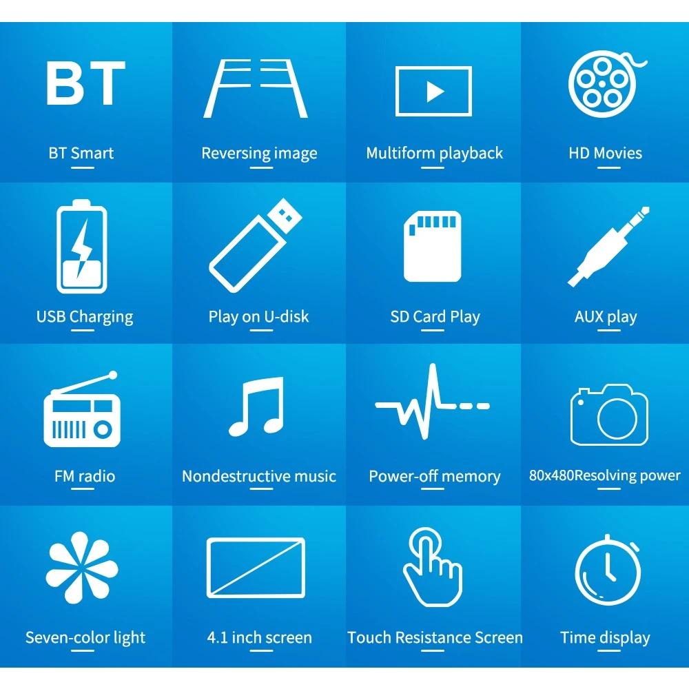 1 Din Car Radio 4.1 Inch 2 USB Touch Screen Autoradio Universal Multimedia  MP5 Player Bluetooth  Rear View Camera FM Car Stereo