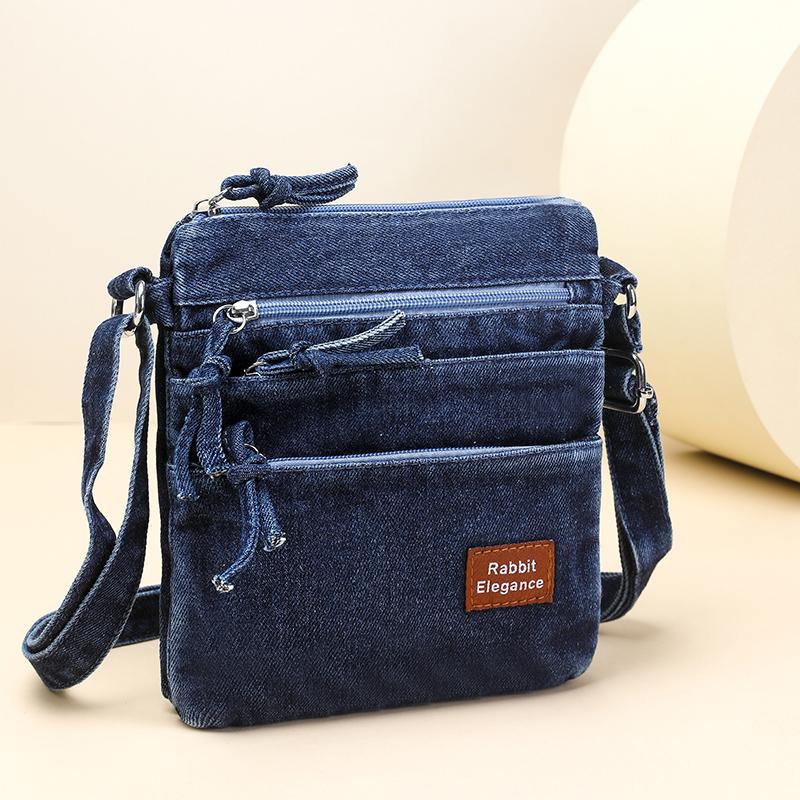 Vintage Denim Bag Women's Multi-Layer Crossbody Mobile Phone Bag Shoulder Bag