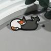 Two-Cat Cartoon Brooch Mean Cat Enamel Brooch Pin Digital 3D Technology Smooth Surface Black