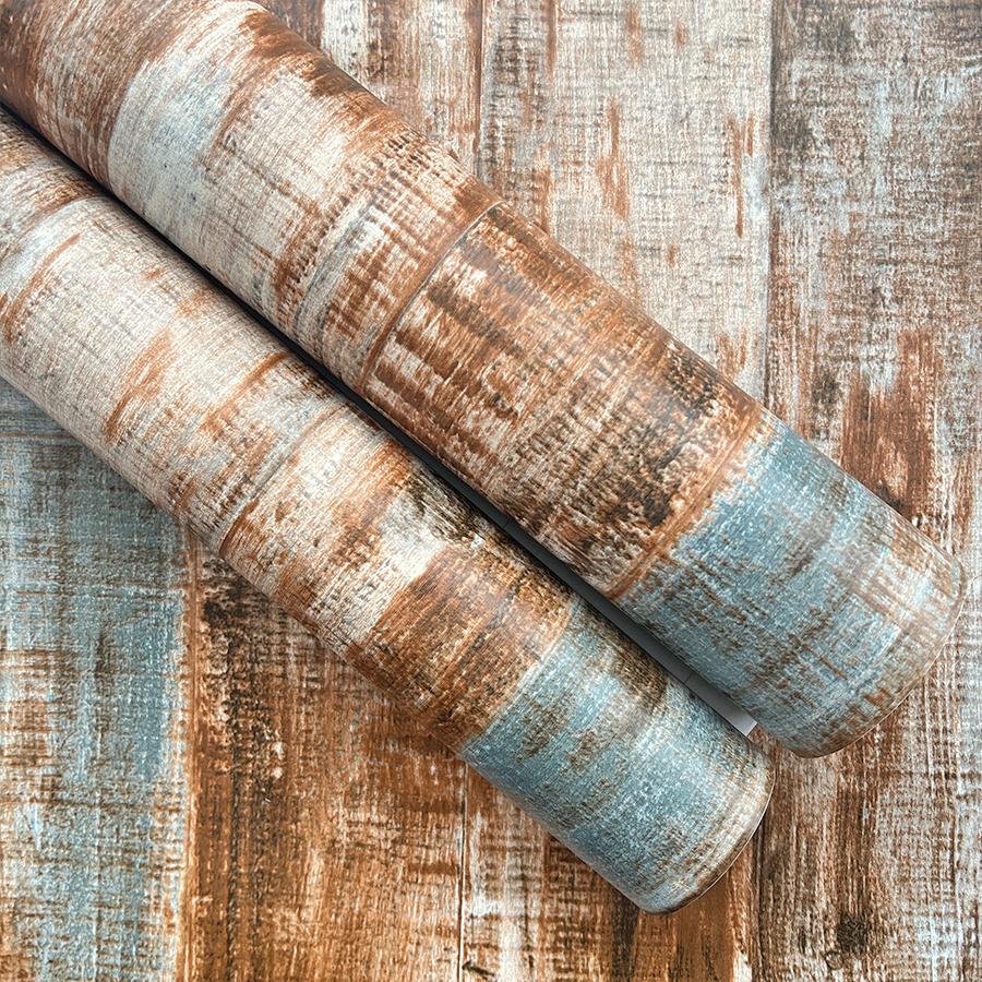 Striped Self-adhesive Wallpaper Bar Restaurant Living Room Wooden Decoration Background Wall PVC Sticker Home Creative Wallpaper