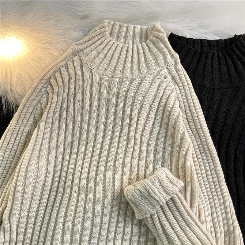 Unisex Hong Kong-Style High Collar Winter Sweater: All-Match Harajuku Inspired Pullover.