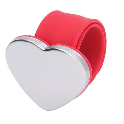 Magnetic Palette Wrist Bracelet Silicone Heart Shaped Slap Ring Magnetic Makeup Wrist Strap for Foundation Mixing Red
