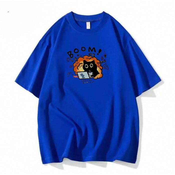 

Harajuku Круглый вырез свободного покроя Y2K Топы футболки для молодых девушек летние чистый хлопок Женская забавная футболка с принтом из мультфильмов фиолетовая уличная одежда 2XL