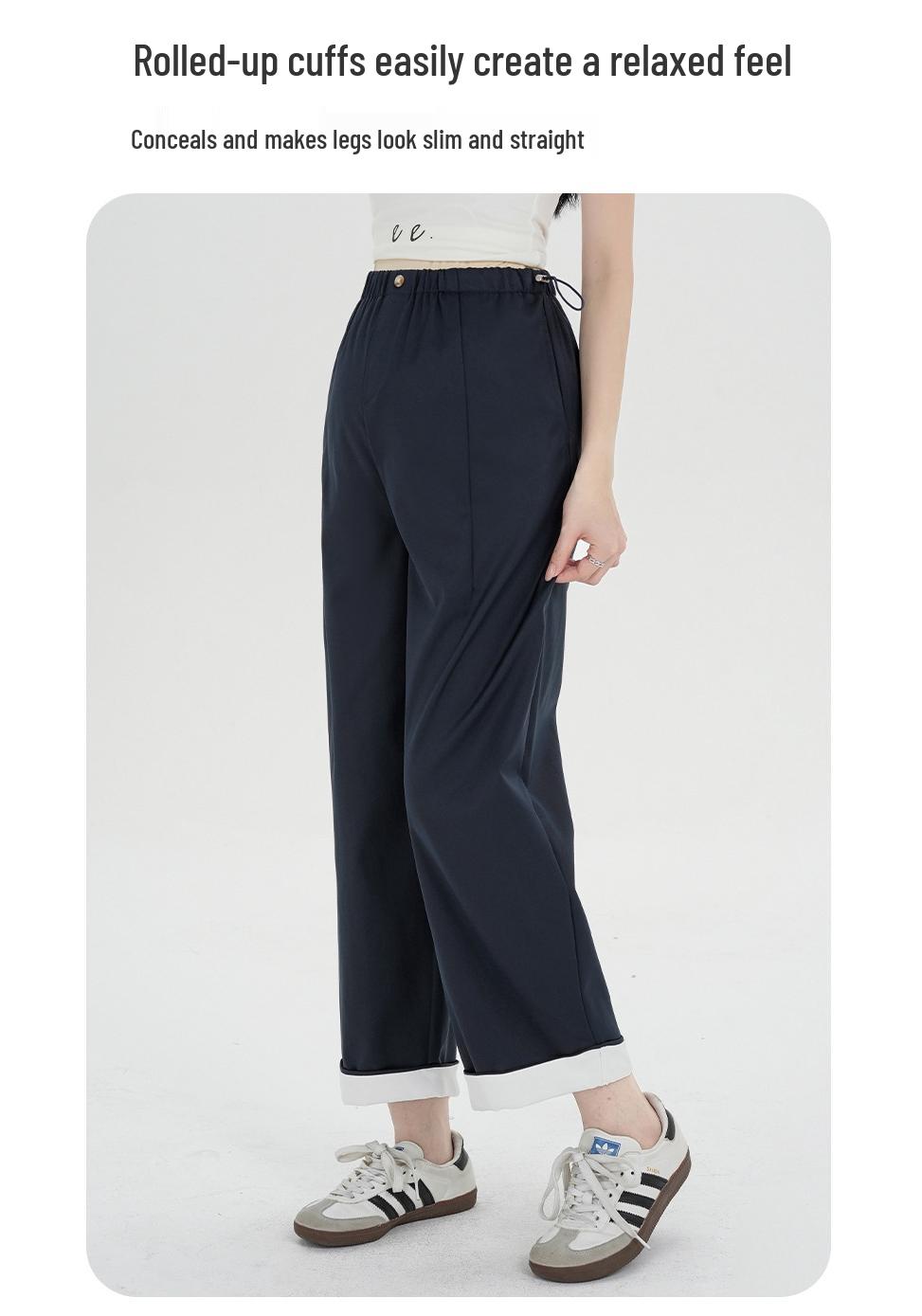 

Spring 2026 Cloud Soft Cotton Maternity Cropped Scimitar Pants - Wrinkle-Free and Loose Fit M темно-синього кольору