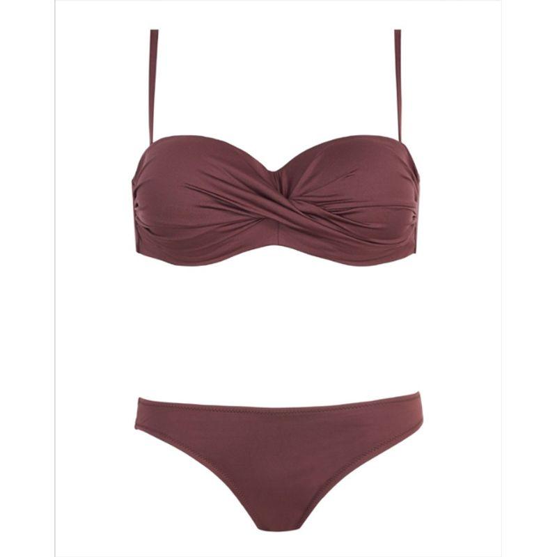 

Solid Color Backless Bikini Split Pure Color Open Back Sexy Bikini Swimsuit Separates Brick red S