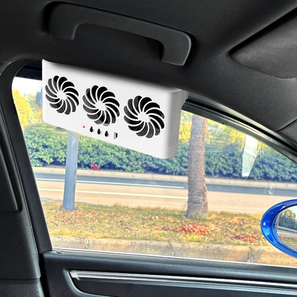 Solar Powered Car Exhaust Fan Eliminate Peculiar Smell Car Radiator Cooling Fan USB Powered Car Window Air Vent Fan for Vehicles