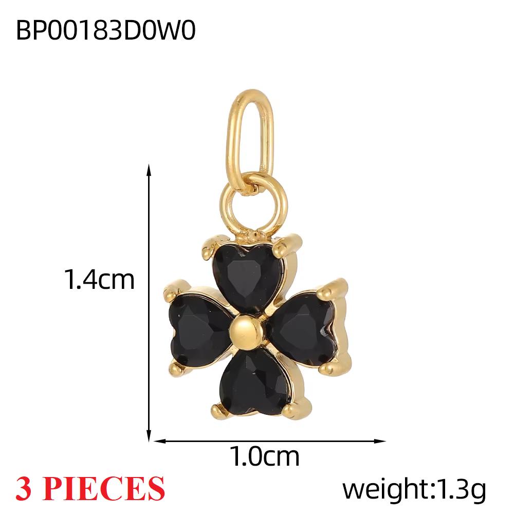 3PCS/LOT CARLIDANA Gold Plated Stainless Steel Charms, Moon Clover Heart Eye Zircon Pendants for Jewelry Making