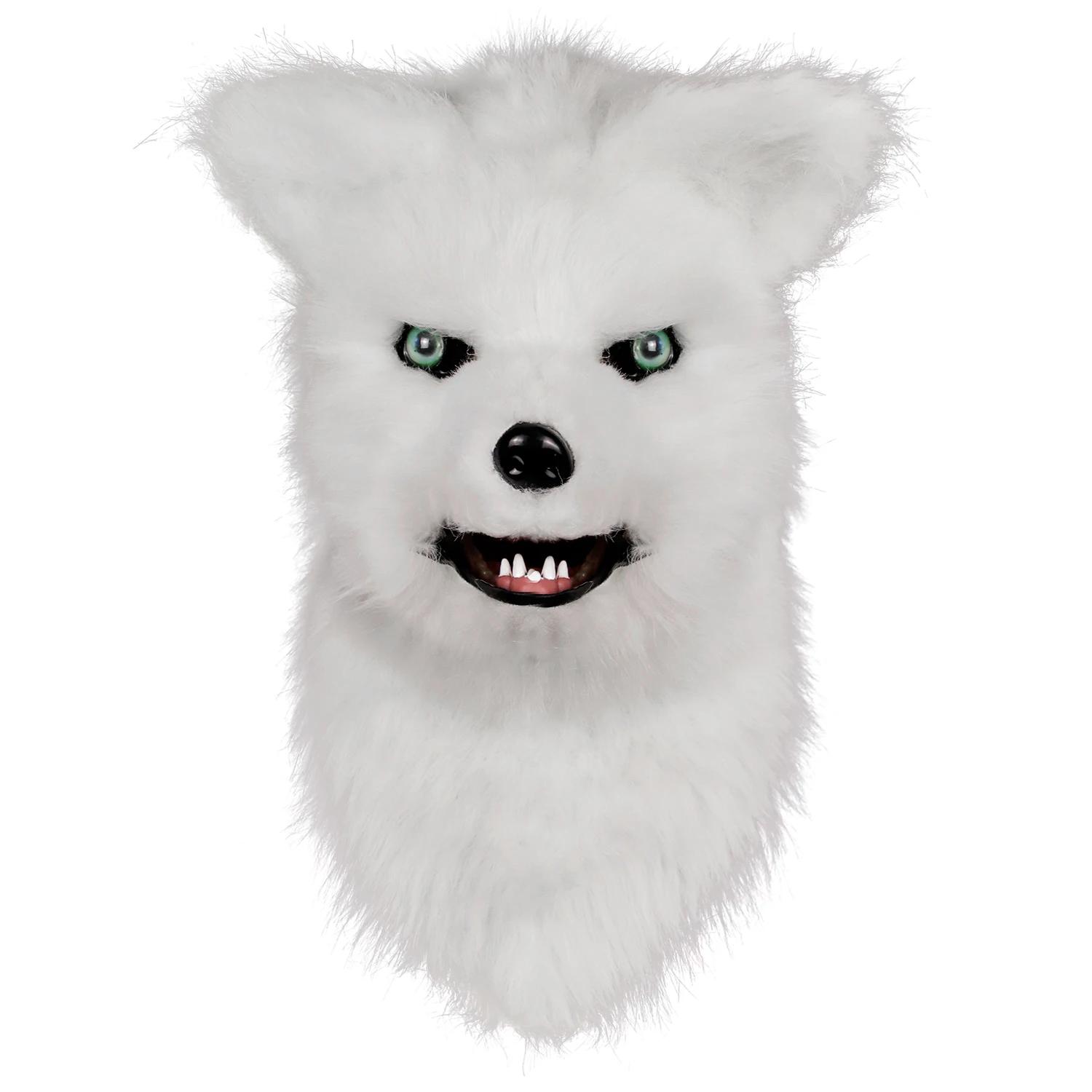 

Movable Mouth Fox Head Mask Artificial Fur For Halloween Costumes Party