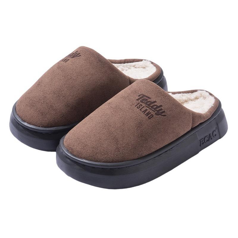 

Thick Soled Cotton Slippers for Women In Winter, with Plush Office and Home Anti Slip Warm Bags and Cotton Shoes for External Wear 42-43
