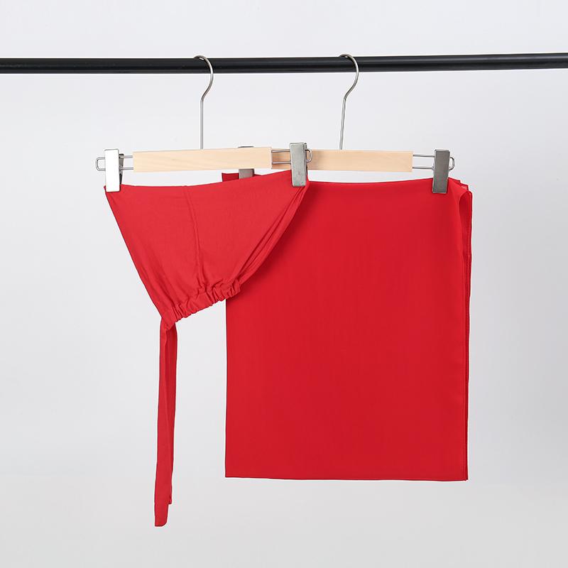 2Pcs Chiffon Hijab With Matching Undercap Set Women Plain Shawl Jersey Inner Modal Caps Muslim Headband Two-Piece Scarf Set